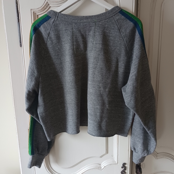 Aviator Nation Gray Sweatshirt with Red and Orange Stripes - Picture 5 of 5